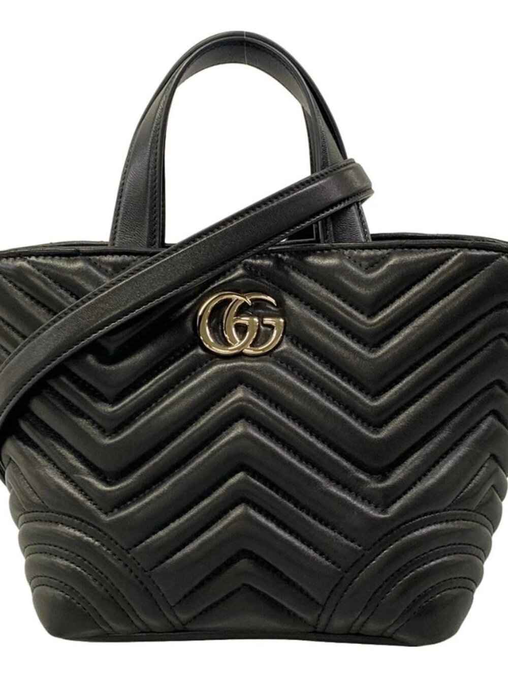 GUCCI GG Marmont Small Tote 847386 Black Leather Tote BagGUCCI GG Marmont Small